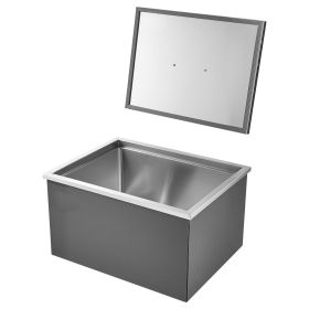 Drop in Ice Chest, 22"L x 17"W x 12"H Stainless Steel Drop in Cooler, 45.3 Quart Commercial Ice Bin with Pot Lid for Outdoor Kitchen Patio Bar